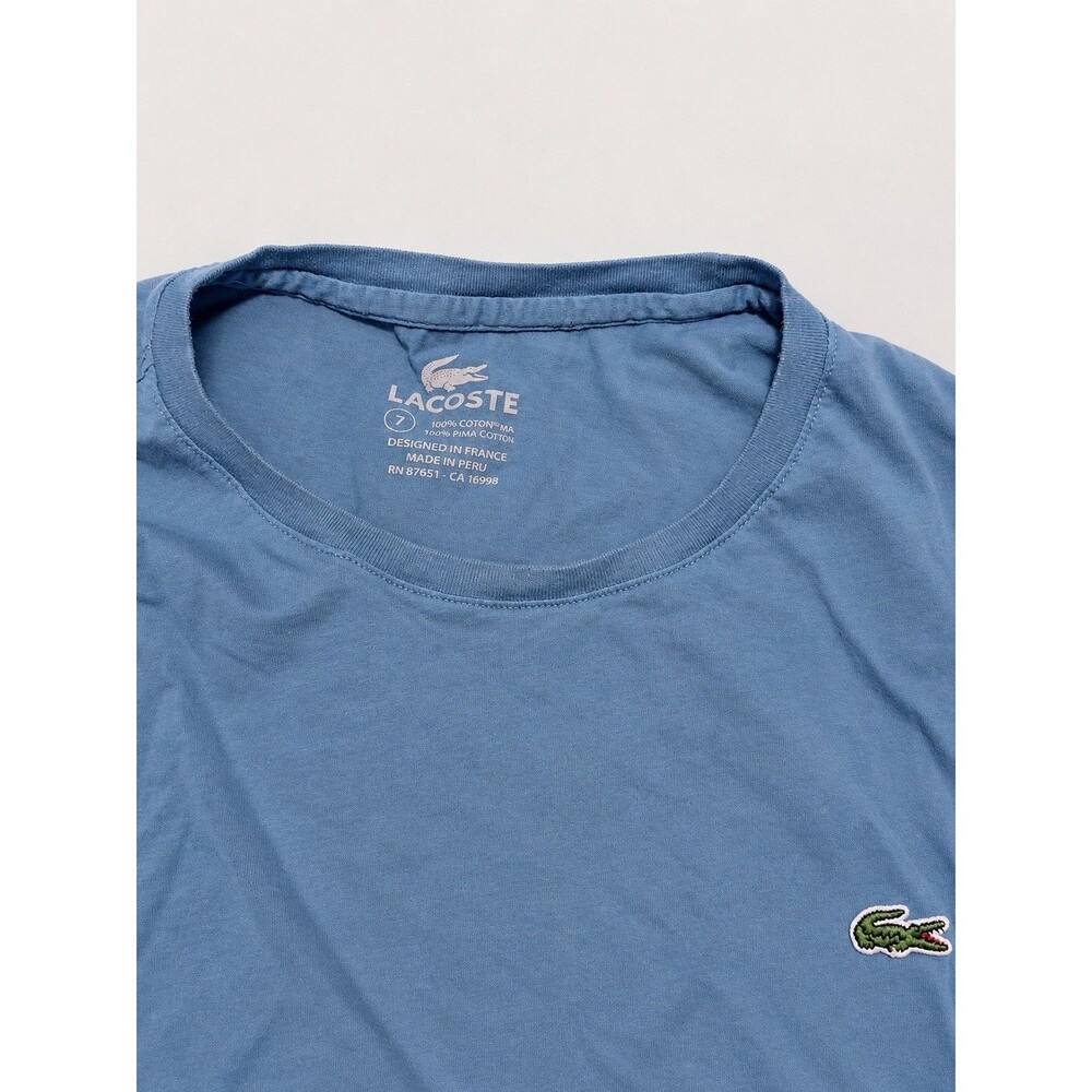 Lacoste Men’s Blue Long Sleeve Crewneck T-Shirt Size 7 Pima Cotton